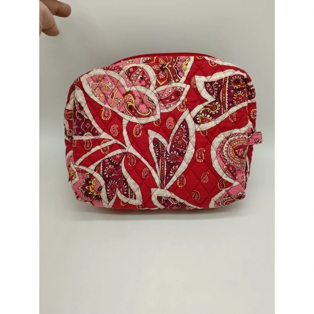 Vera Bradley Vinyl Lined 9x7 Cosmetic Bag Rosy Posies Makeup Travel